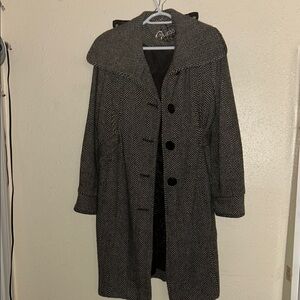 Guess Black and Gray Teddy Jacket with Hood